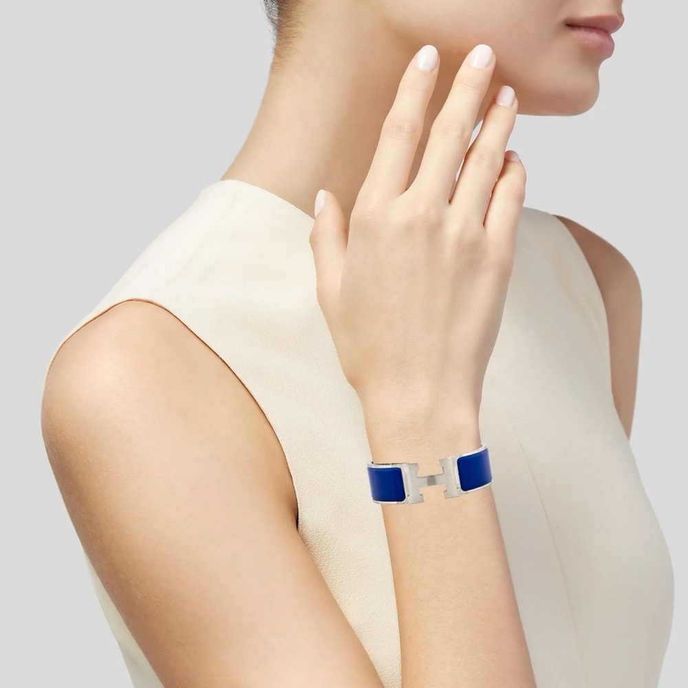 Hermes Wide Clic H Bracelet PM Bleu Imperial